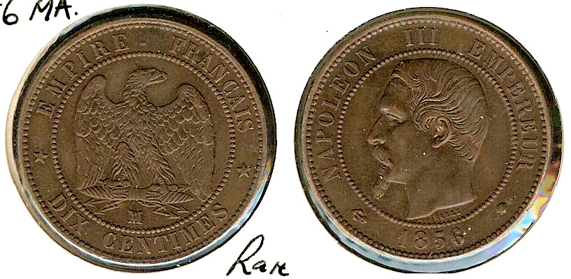 10 centimes Napoleon 1856MA AU
